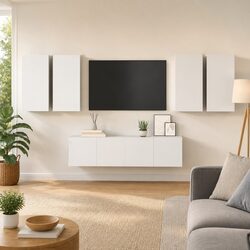 6-Piece Wall-Mounted TV Cabinet in White