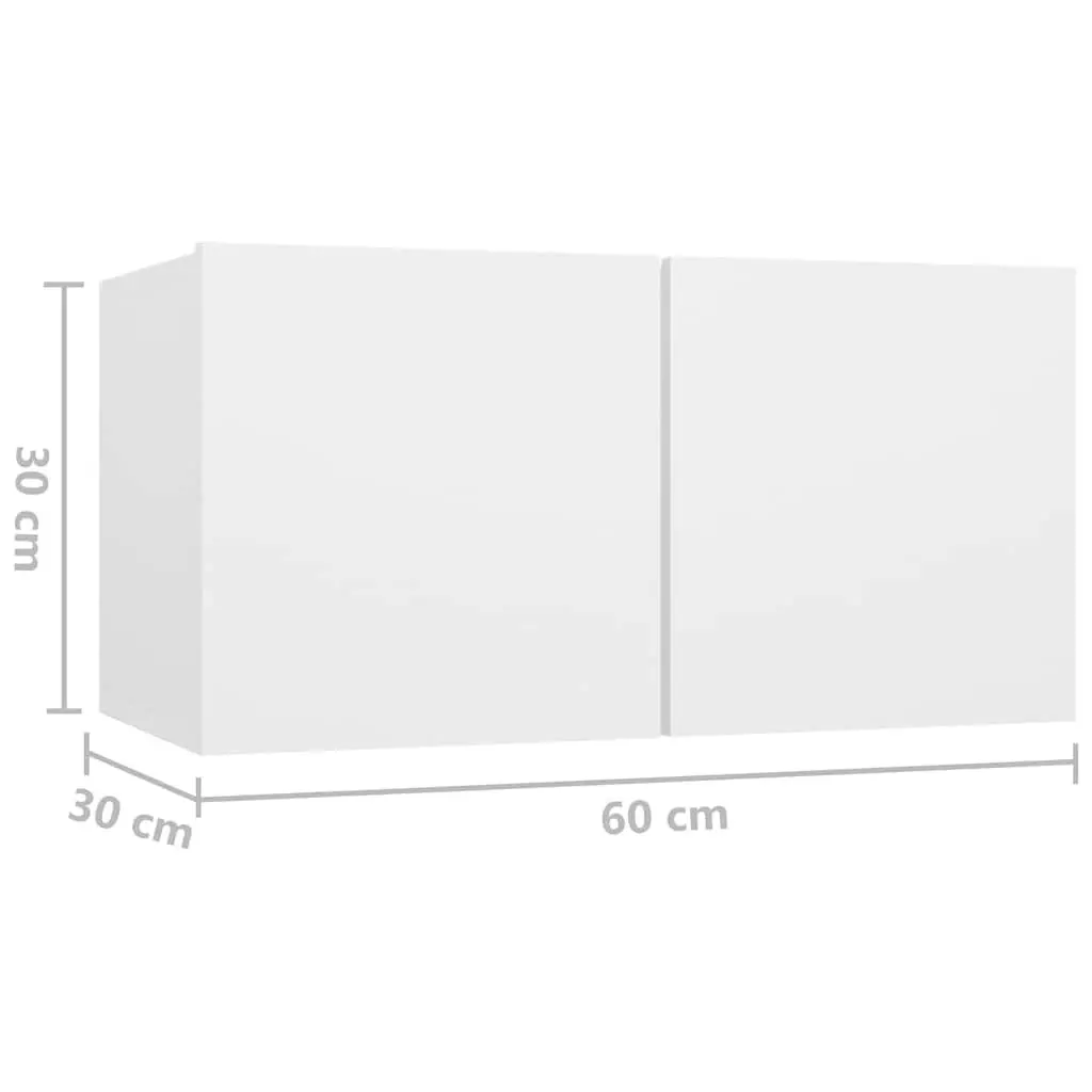 Wall Mounted TV Cabinet Set Space Saving 6 Piece White Engineered Wood Organiser