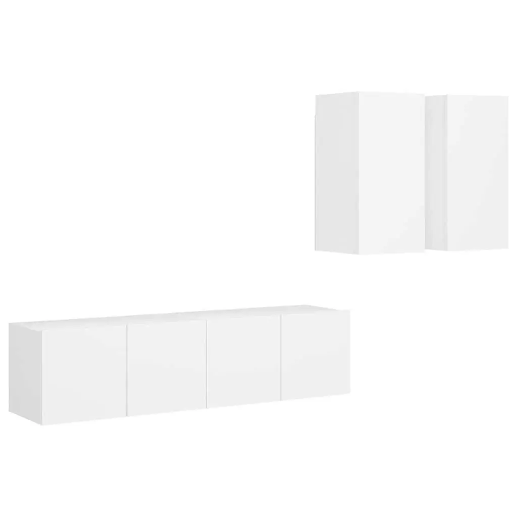 TV Cabinet Set Wall Mounted Storage Unit 4 Piece White