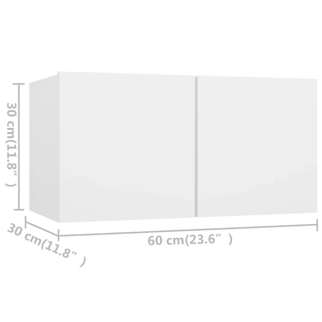 TV Cabinet Set Wall Mounted Storage Unit 4 Piece White