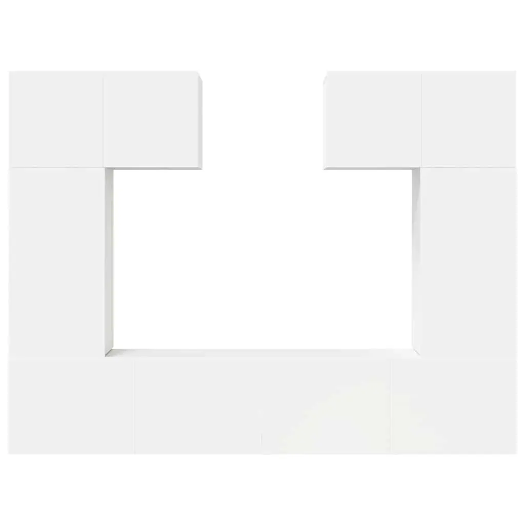 TV Cabinet Set Wall Mounted Storage Unit Ample Storage 6 Piece White Engineered Wood