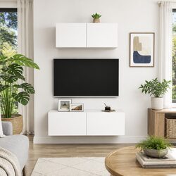 Wall-Mounted TV Cabinet 2 Piece Set for Efficient Storage
