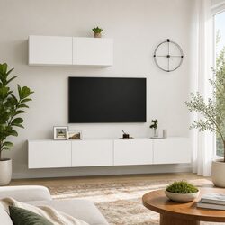 White 3-Piece Wall Mounted TV Cabinet Set Specifications