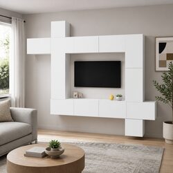 9 Piece TV Cabinet Set - Wall Mounted Storage Unit