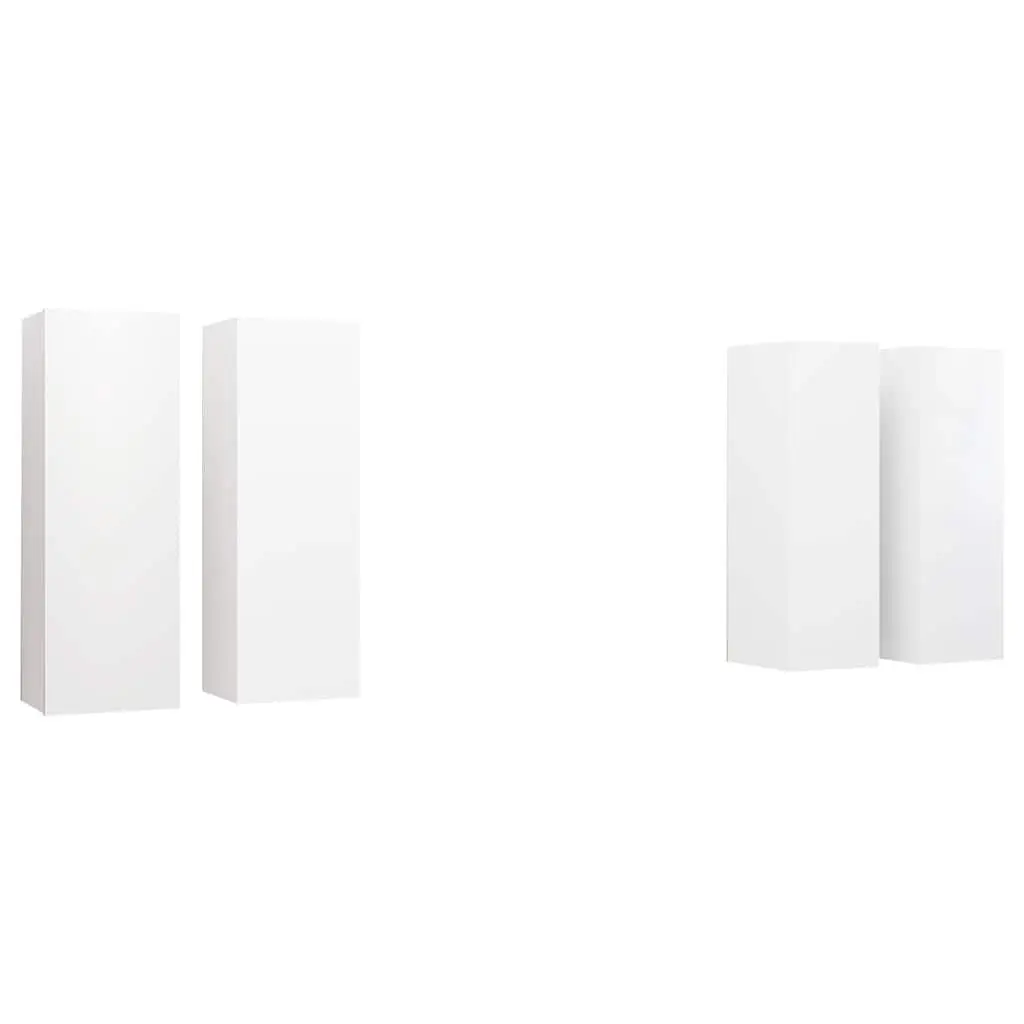 TV Cabinet Set Wall-Mounted Storage Shelves 4 Piece White 30.5 x 30 x 90 cm