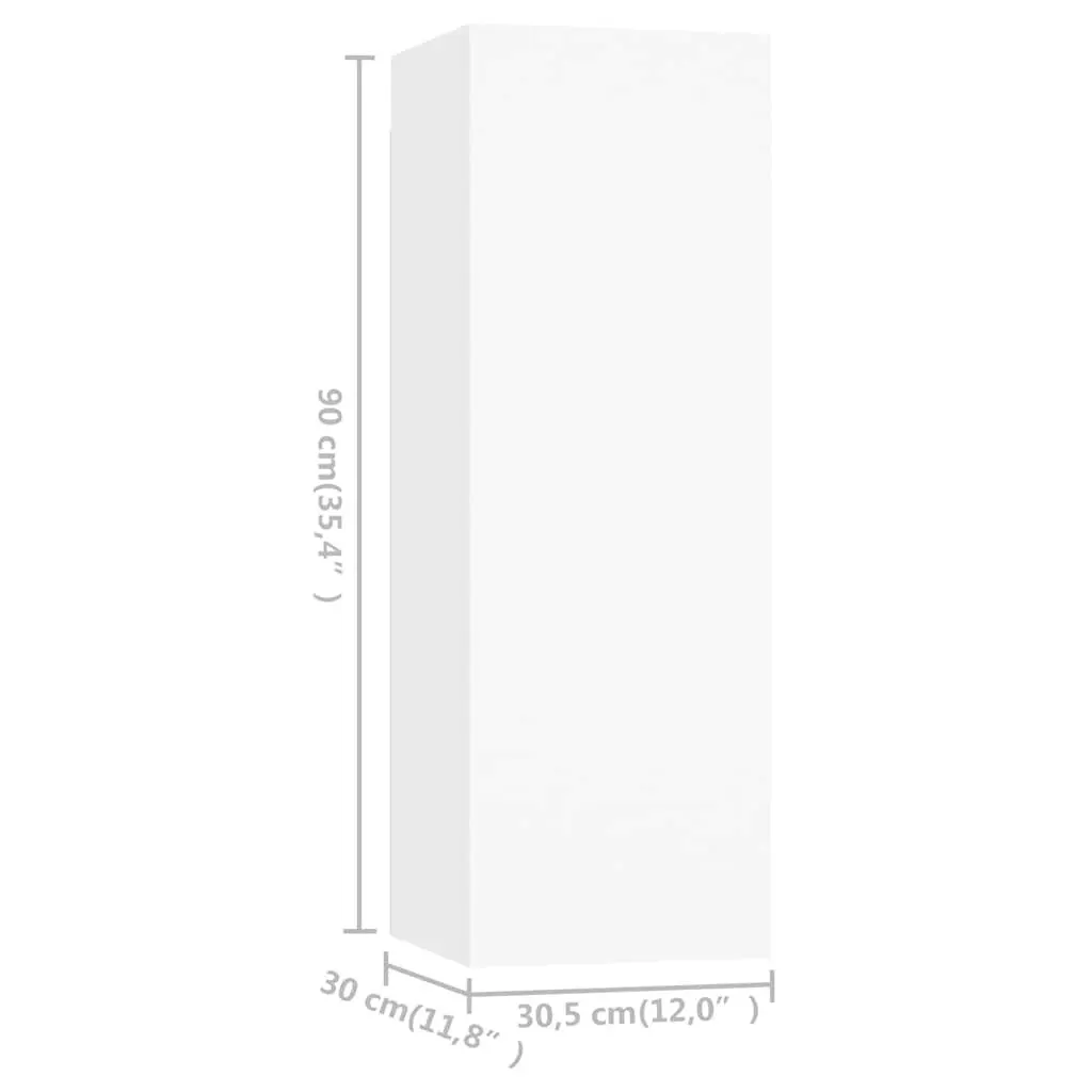 TV Cabinet Set Wall-Mounted Storage Shelves 4 Piece White 30.5 x 30 x 90 cm