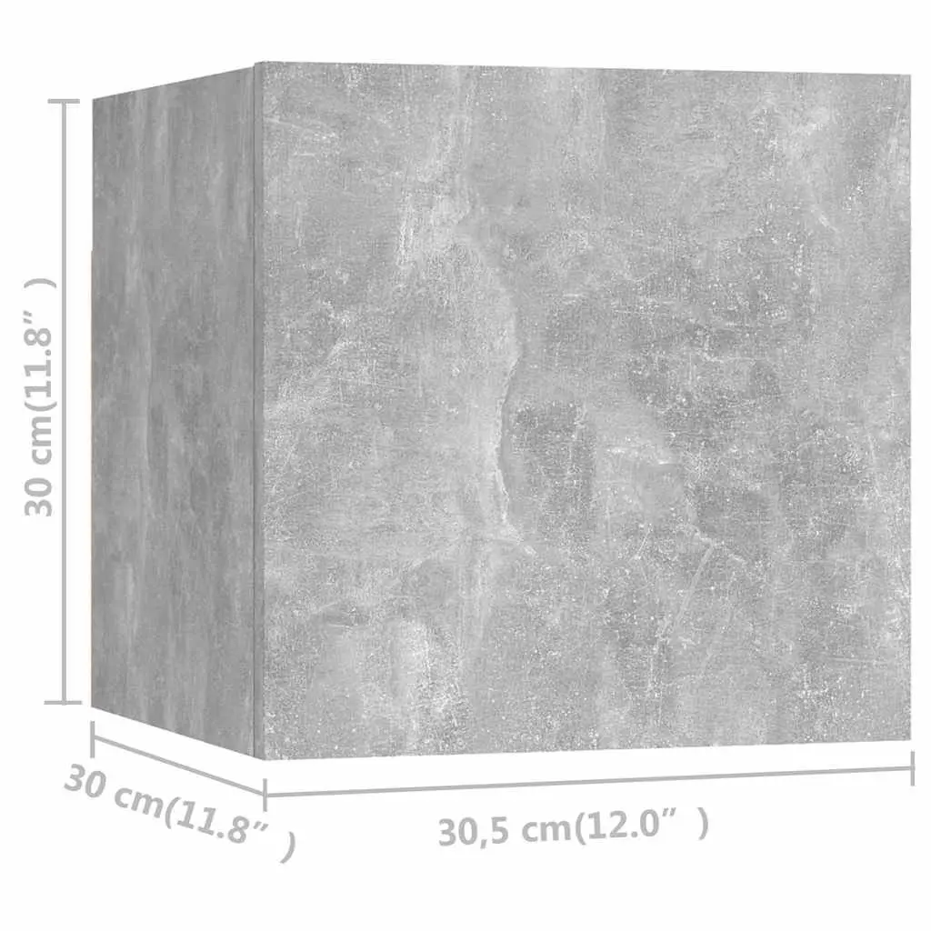 TV Cabinet Set Modern Wall Mounted Storage 5 Piece Grey