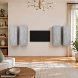 Grey Engineered Wood Wall-Mounted TV Cabinet Set of 4