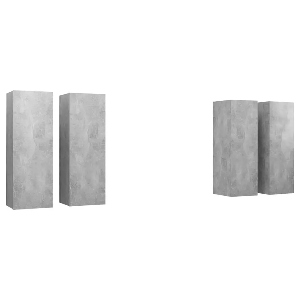 Wall-Mounted TV Cabinet Set 4 Pcs Grey Engineered Wood Shelving Unit Storage