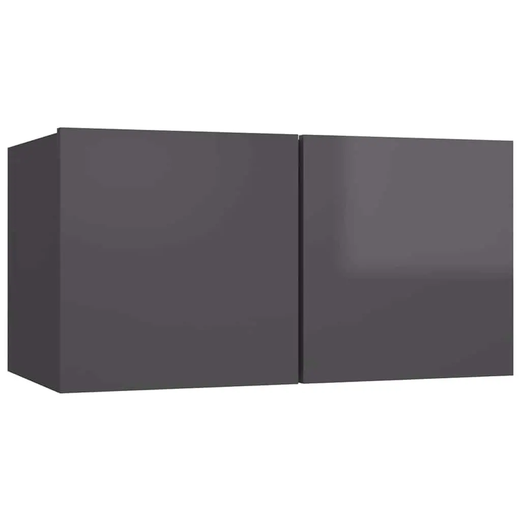 TV Cabinet Set Wall Mounted Storage Unit 8 Piece Grey