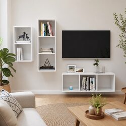 3-Piece Wall-Mounted TV Storage Cabinet Set