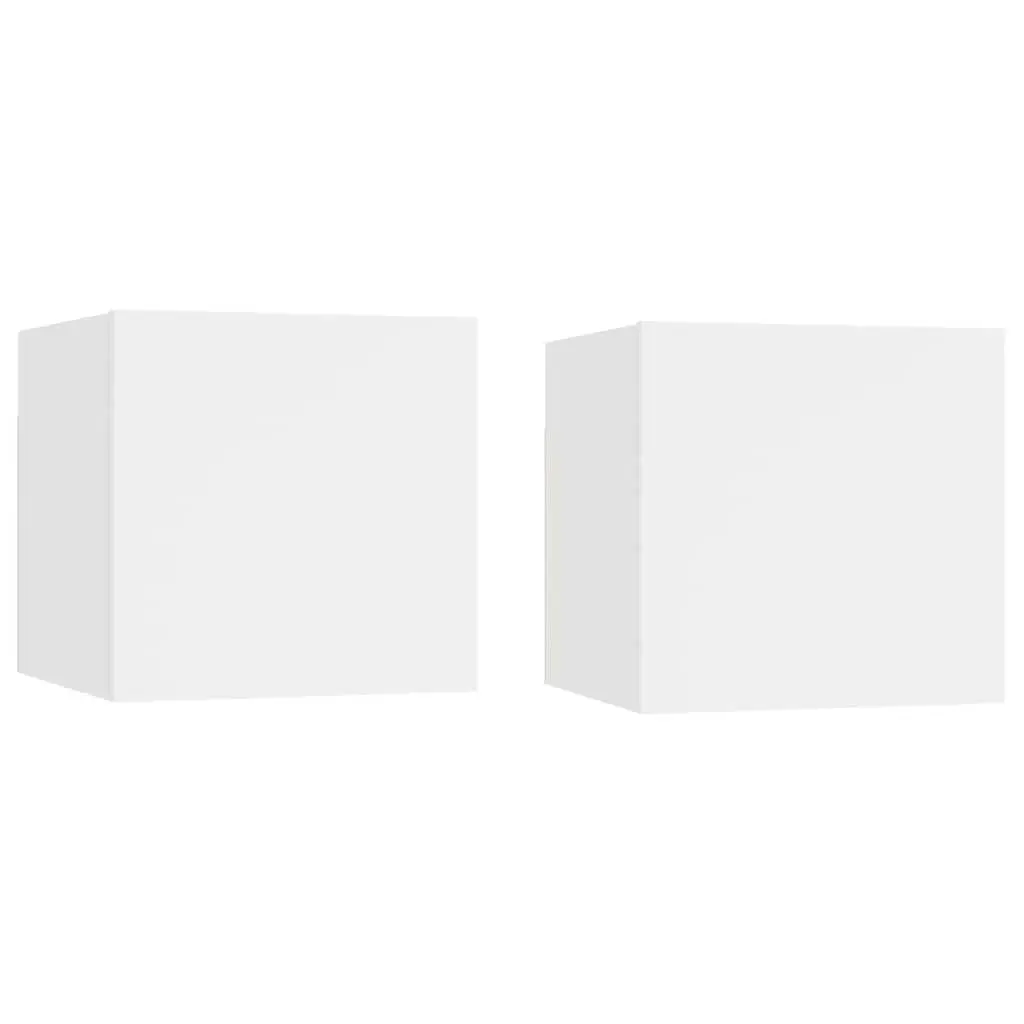 Wall-Mounted Bedside Cabinet Spacious Storage Compartment White 30.5x30x30cm 2 Pieces