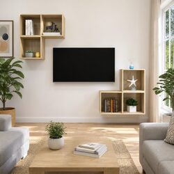 4-Piece Engineered Wood Wall-Mounted TV Cabinet Set