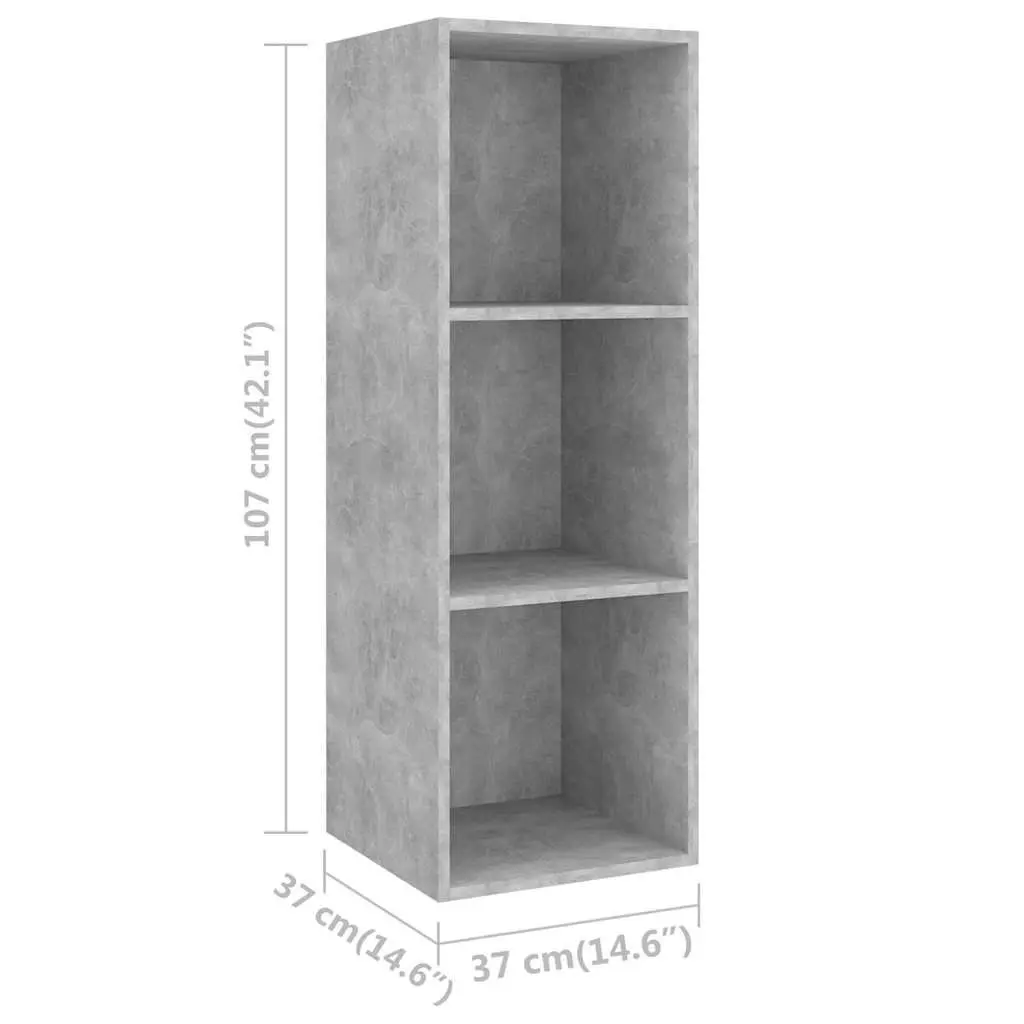 4 Piece Wall Mounted TV Cabinet Set Storage Organiser Grey Engineered Wood