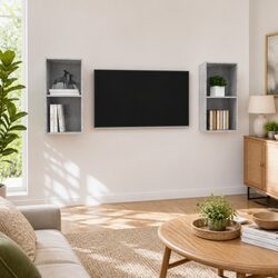 Precision Engineered Grey TV Cabinet Set with Storage