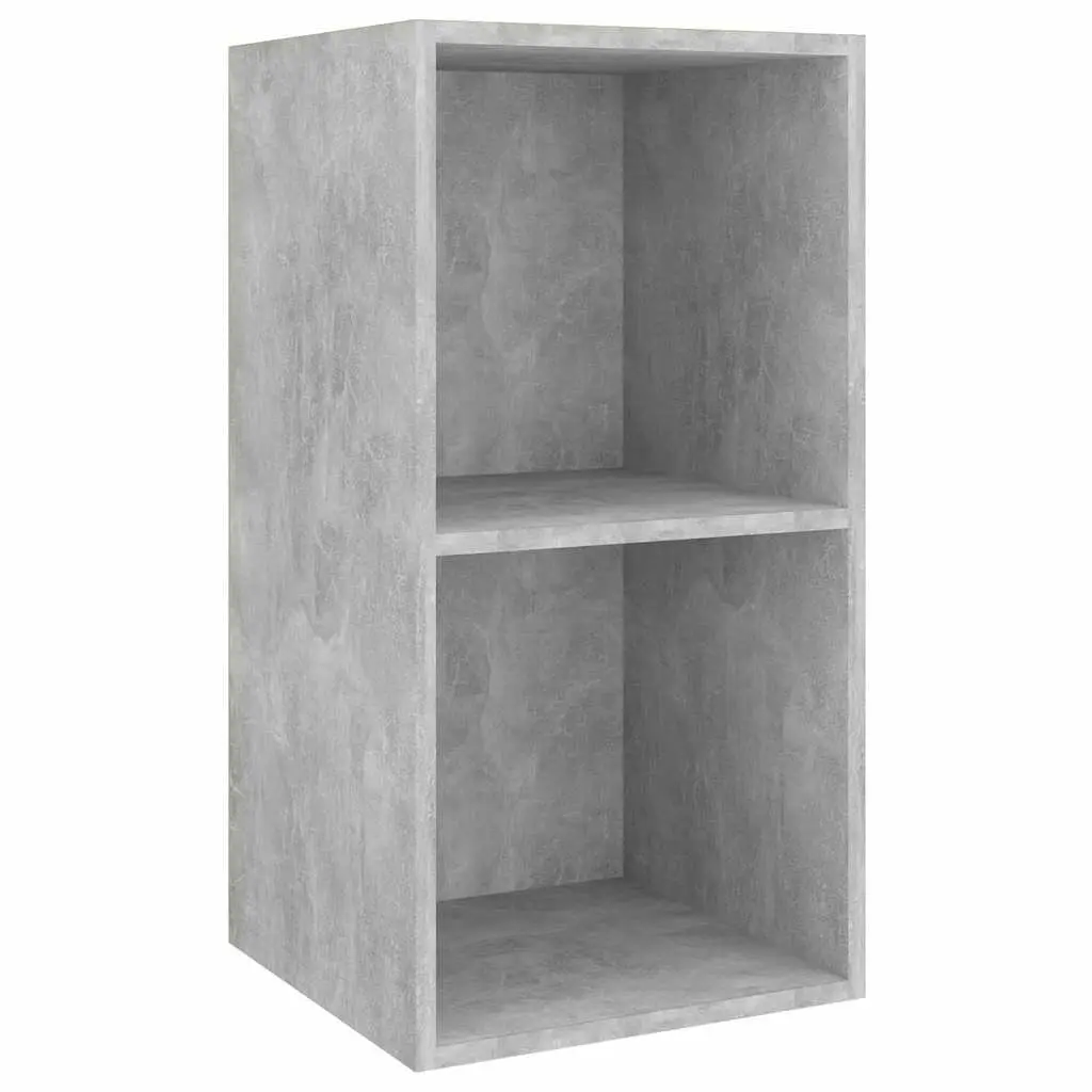 Grey Engineered Wood Wall-mounted TV Cabinet Set 2 Piece Storage Display Unit