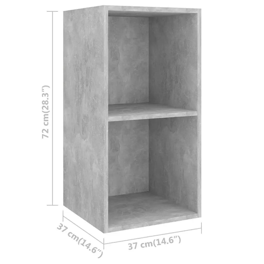 Grey Engineered Wood Wall-mounted TV Cabinet Set 2 Piece Storage Display Unit