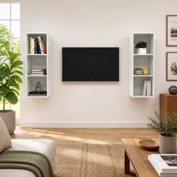 Efficient Wall-mounted TV Cabinet Set with 3 Compartments