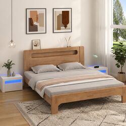 RGB LED Lighting White Bedside Cabinets for Storage
