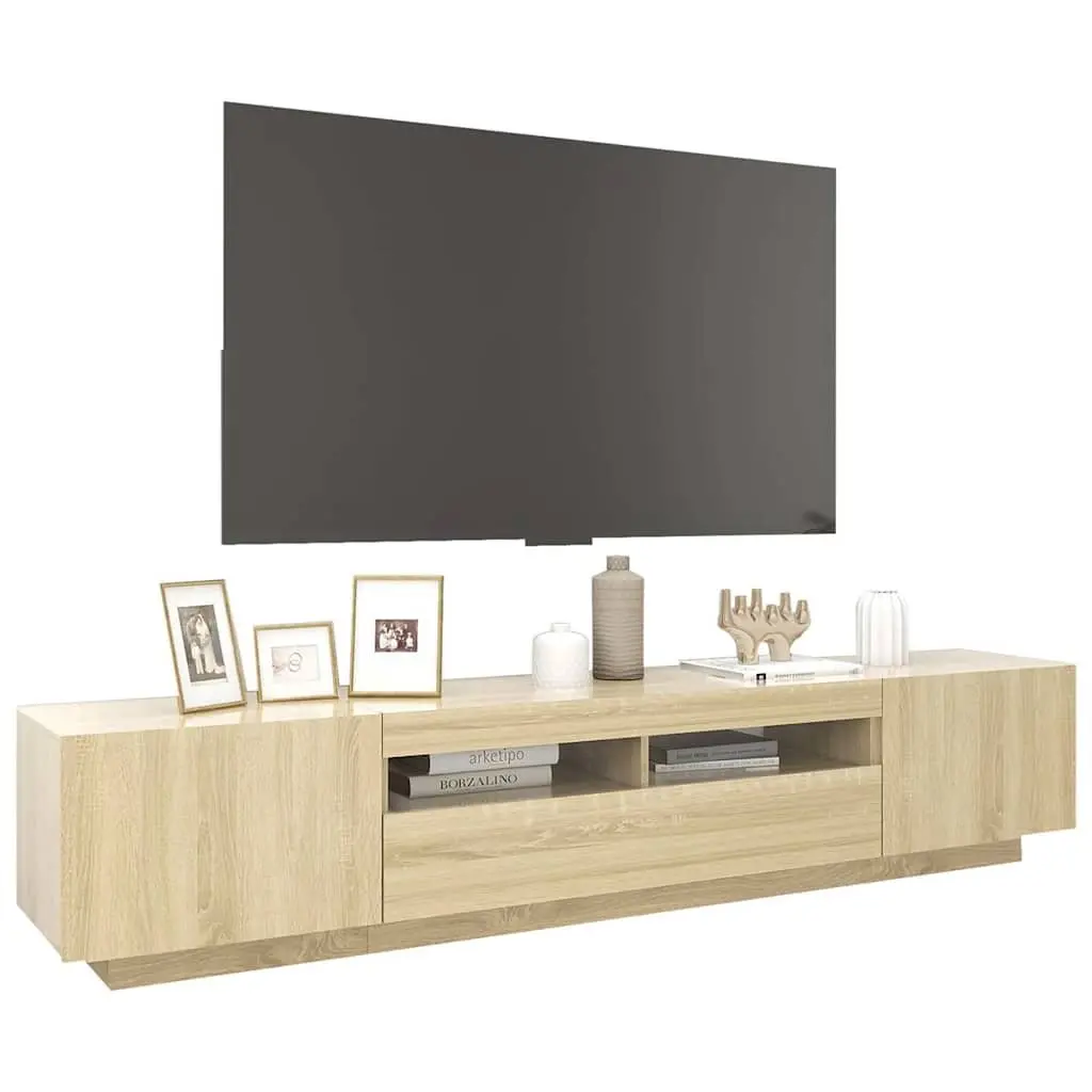 TV Cabinet with LED Lights Storage Unit Brown Sonoma Oak