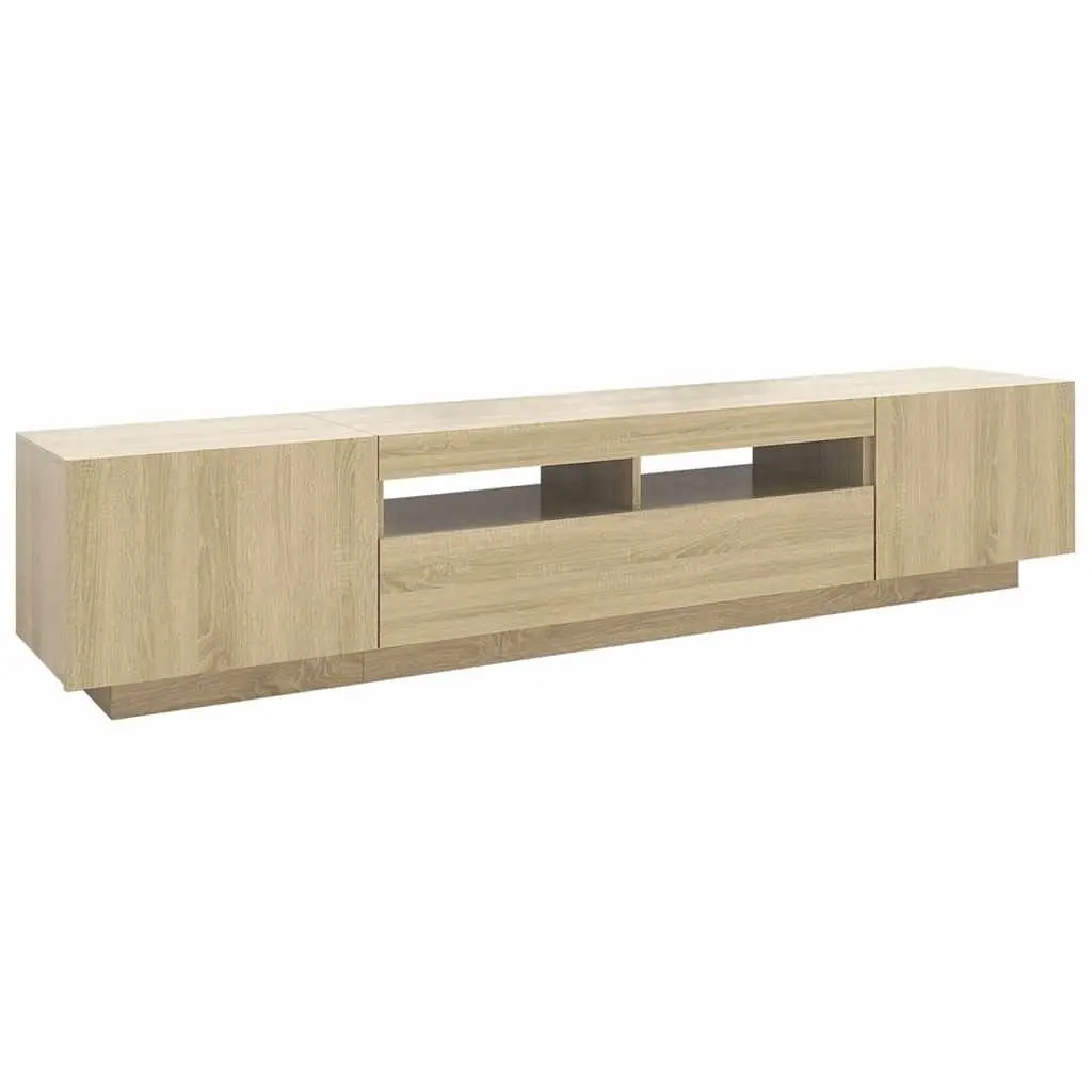 TV Cabinet with LED Lights Storage Unit Brown Sonoma Oak