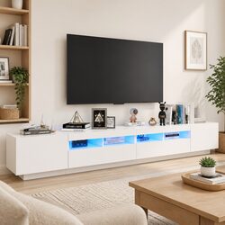 LED Light TV Cabinet Modern Media Storage Unit 260x35x40cm