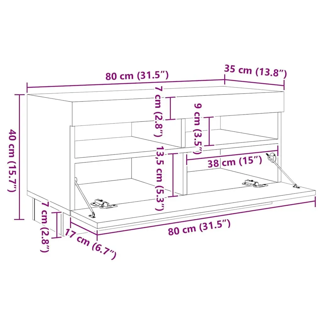 TV Cabinet with LED Lights Modern Media Storage Unit 260cm White