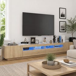 RGB LED Sonoma Oak Entertainment Unit Storage