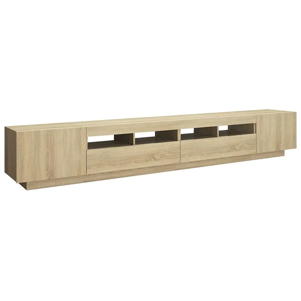 TV Cabinet RGB LED Lights Sonoma Oak Entertainment Unit Storage Media 260 x 35 x 40 cm