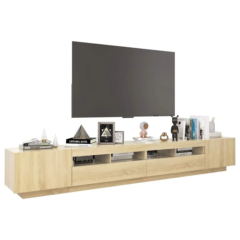 TV Cabinet RGB LED Lights Sonoma Oak Entertainment Unit Storage Media 260 x 35 x 40 cm