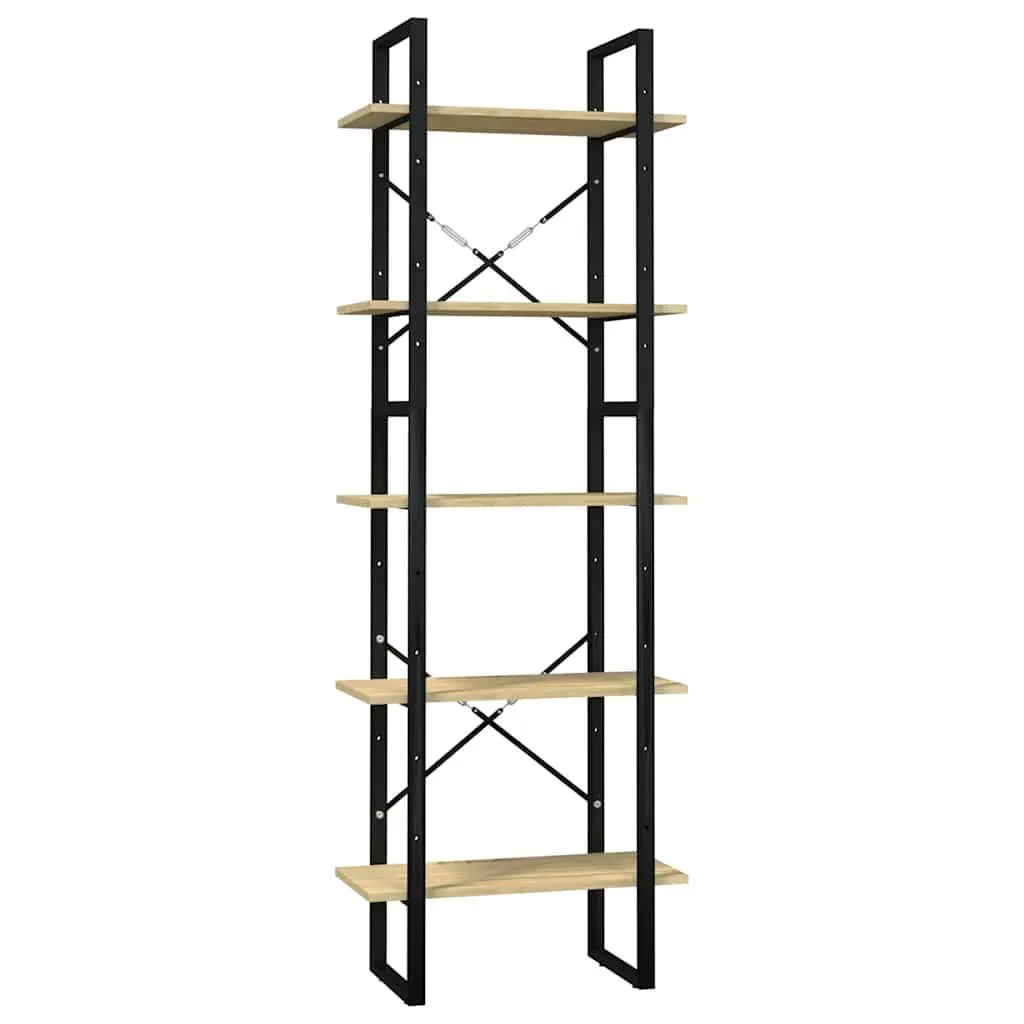 5-Tier Bookcase Wooden Storage Unit Brown 60x30x175 cm