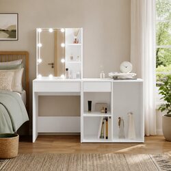 LED Vanity Table with Storage Cabinet and Mirror