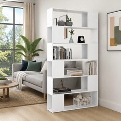 White Book Cabinet Room Divider with Spacious Storage
