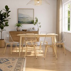 6-Piece Transparent Seat Dining Chair Set