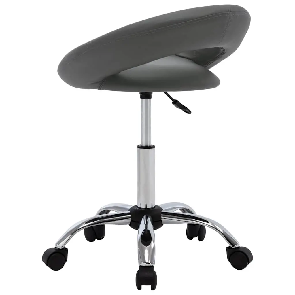 Faux Leather Swivel Chair Grey Height Adjustable 360 Degree Rolling Castors