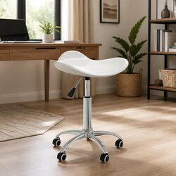 Height Adjustable White Faux Leather Office Chair