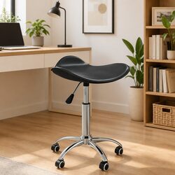 Adjustable Height Black Faux Leather Office Chair