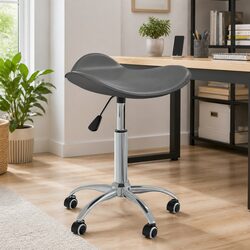 Adjustable Height Grey Office Chair with Wheels