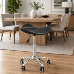 Swivel Dining Chair with Gas Lift and Faux Leather Upholstery