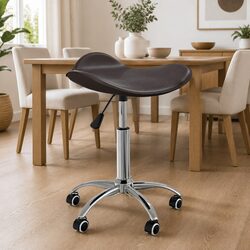 Faux Leather Swivel Dining Chair with Adjustable Height