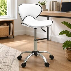 Height Adjustable White Office Chair with 360-Degree Swivel