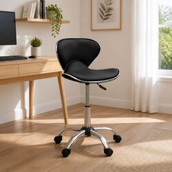 Black Faux Leather Office Chair With Adjustable Height