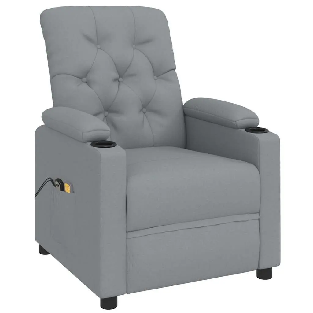 Electric Massage Chair with Lift Function and Vibration Grey Fabric