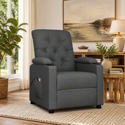 Electric Recliner Massage Chair in Grey Fabric with Lift Assist