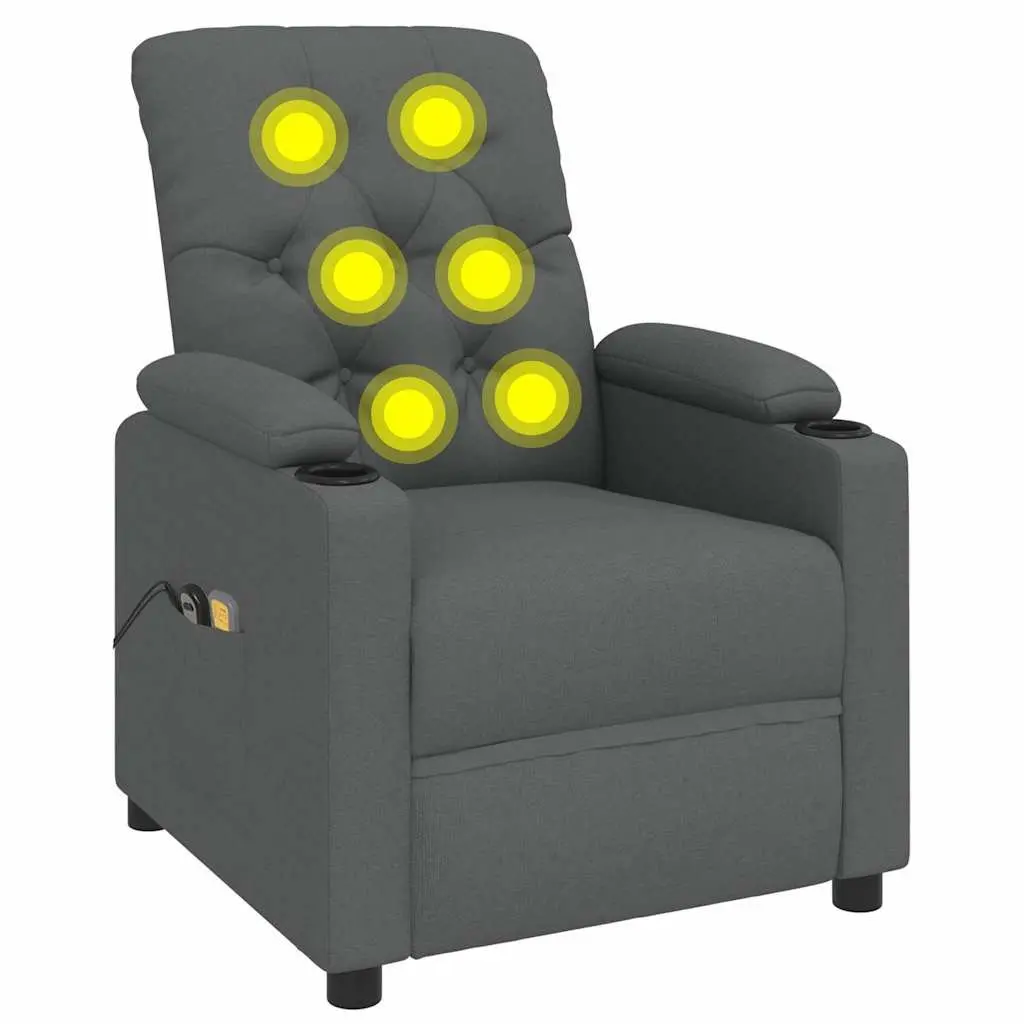 Stand Up Massage Chair Grey Fabric Electric Recliner Lift Function Vibration