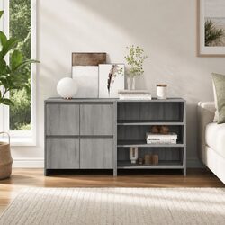 2 Piece Storage Sideboard Cabinet in Grey