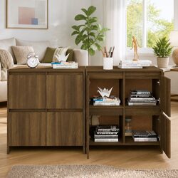 Engineered Wood Sideboards – 2 pcs Brown Oak Storage