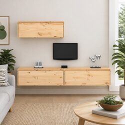 Wall-Mounted Floating TV Cabinets Set of 3 in Brown