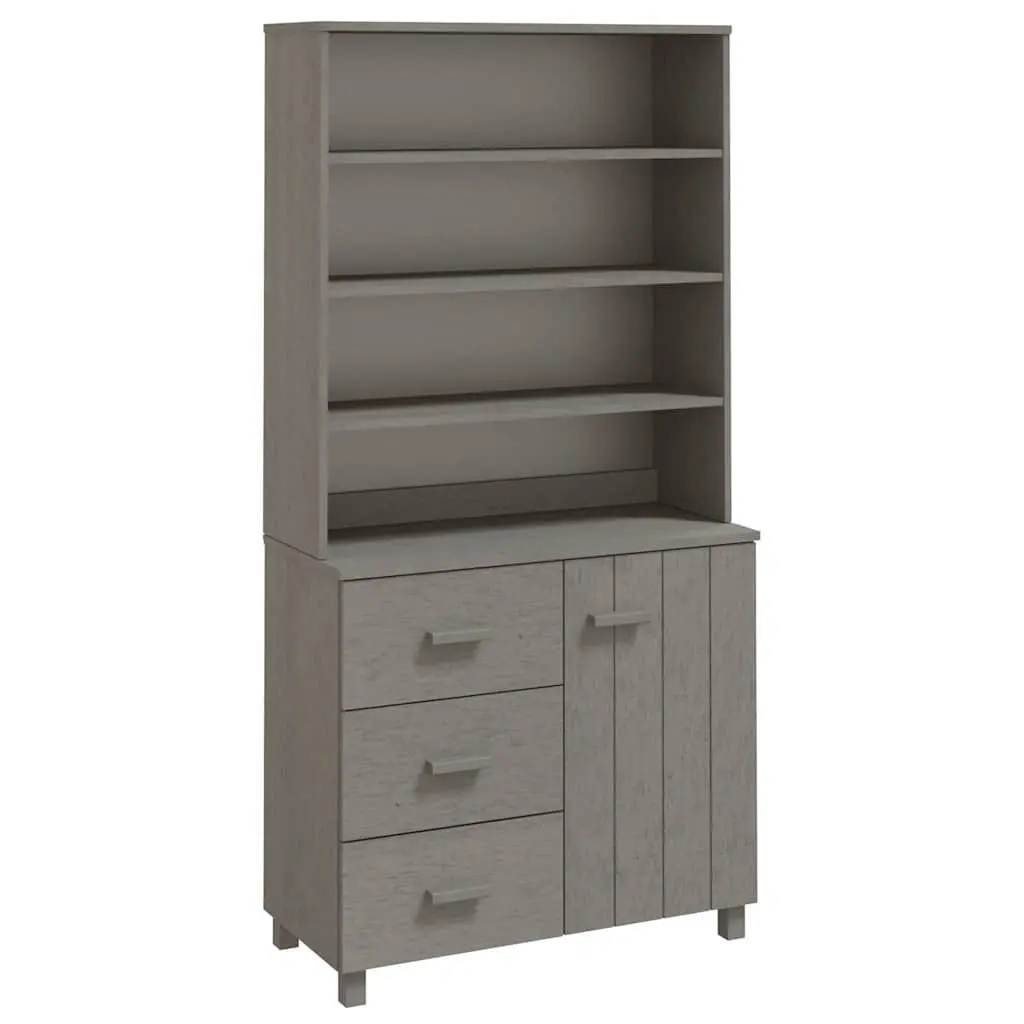 Highboard Sideboard Solid Pine Wood Storage Grey 1 Door 3 Drawers