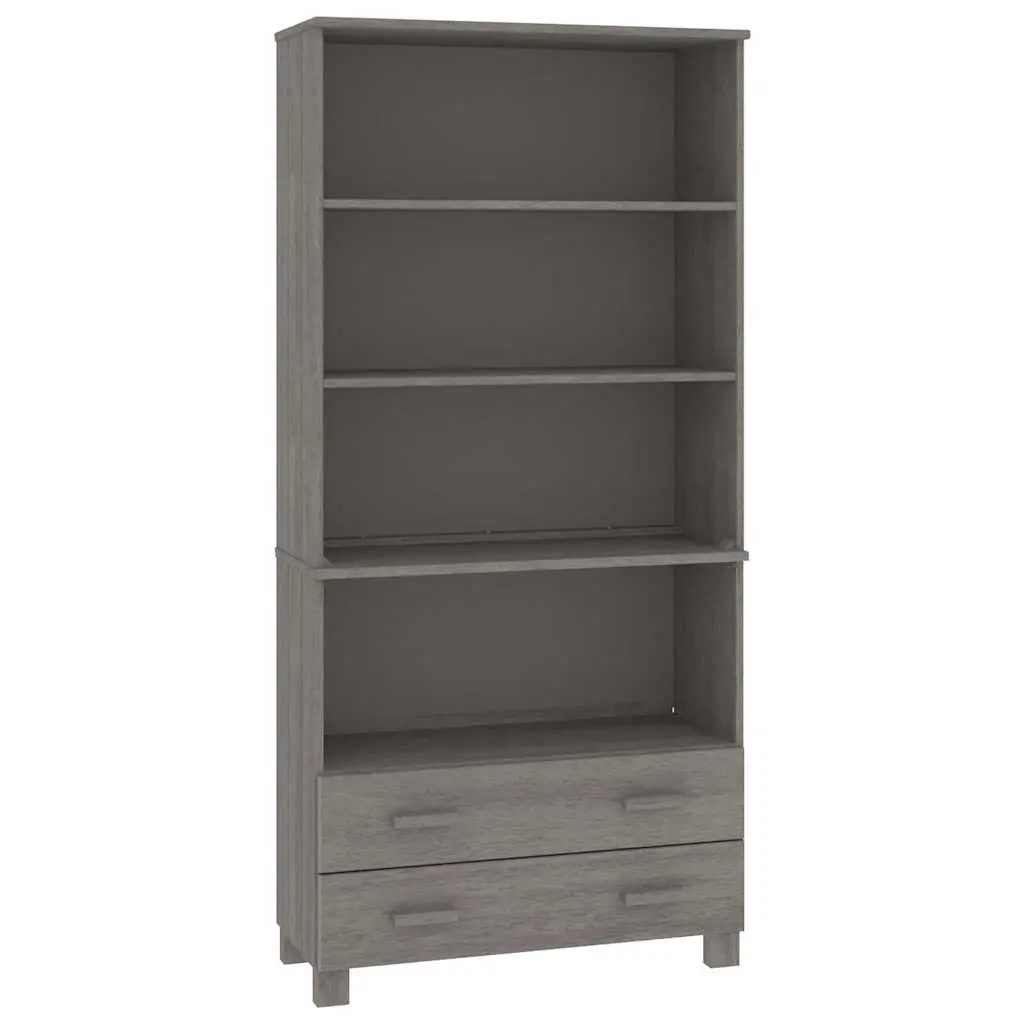 Solid Pine Wood Highboard Sideboard Storage Cabinet Light Grey with Drawers and Open Shelves